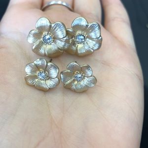 Double Set of Flower Earring Studs